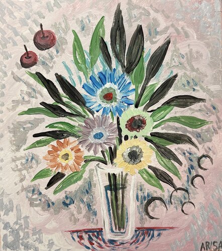 三日月と花と林檎 von アリサ オオツカ, Malerei kaufen auf Singulart