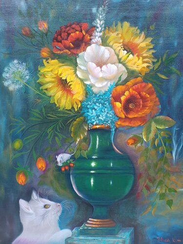 Curious Whispers di Jihea Kim, Pittura in vendita su Singulart