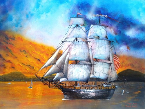 Voyage at Sunset di Jihea Kim, Pittura in vendita su Singulart