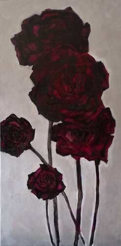 Cinque rose nere di Claudio Marani, Pittura in vendita su Singulart