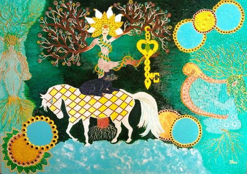 LA CLEF- Le Passage des êtres reliés par FLORENCE DOUCENDE, Peinture en vente sur Singulart