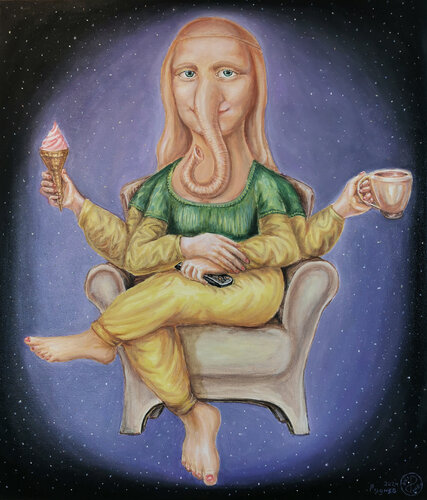 Monesha (Mona Ganesha) van Konstantin Rudnev, Schilderij te koop op Singulart