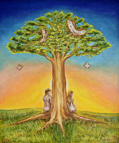 Time and Tree of Knowelege di Konstantin Rudnev, Pittura in vendita su Singulart