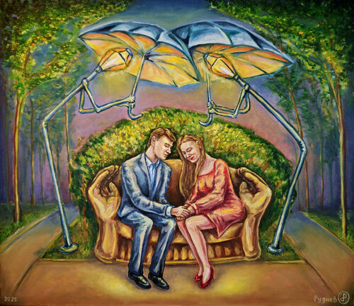 Guardians of happiness de Konstantin Rudnev, Pintura a la venta en Singulart