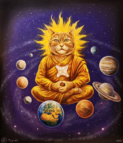 Cattei in the Necklace of Fate de Konstantin Rudnev, Pintura a la venta en Singulart