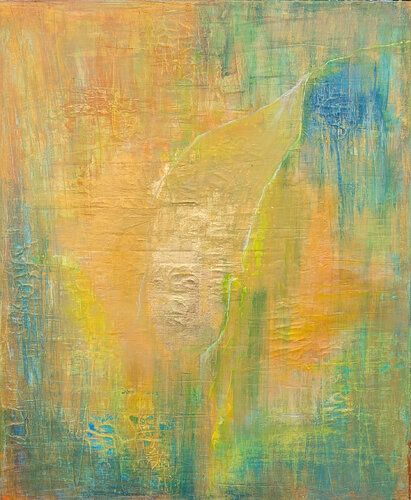 Regnet Gold II van Anette Schnoor, Schilderij te koop op Singulart