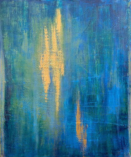 Regnet Gold I van Anette Schnoor, Schilderij te koop op Singulart