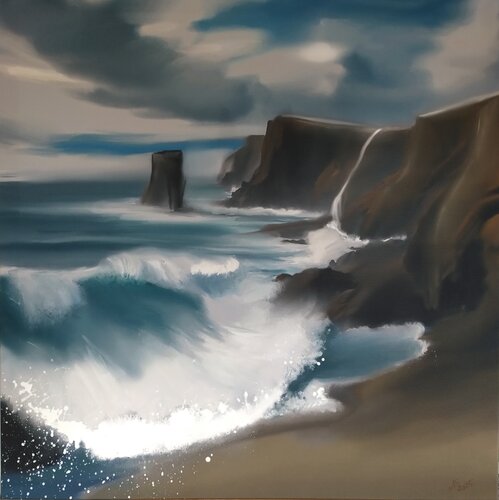 Bretonische Küste, Crossover, digital gemalt - mit Acryl bearbeitet van Anette Schnoor, Schilderij te koop op Singulart