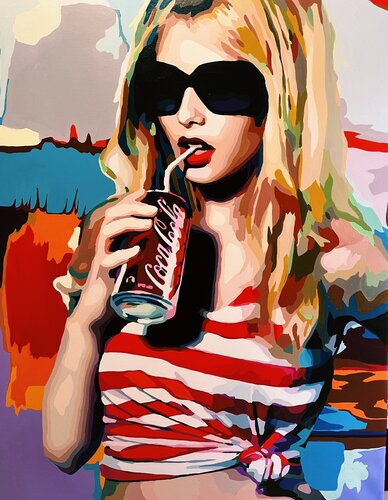 She likes coca-cola di Nana Artamonova, Pittura in vendita su Singulart
