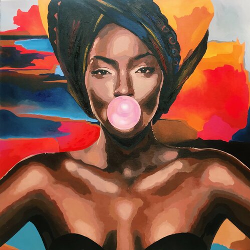 Tinashe with bubble gum di Nana Artamonova, Pittura in vendita su Singulart
