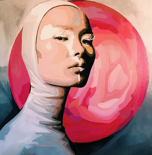 Lonely girl inside the bubblegum di Nana Artamonova, Pittura in vendita su Singulart