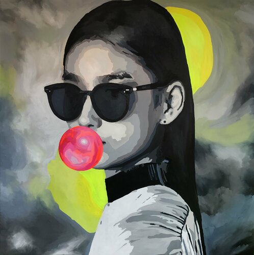 Girl with bubblegum and sun Nana Artamonova