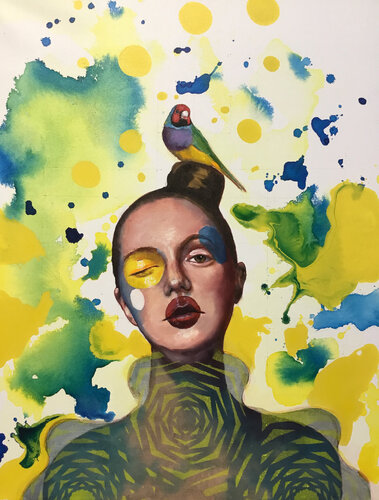 Y de mi moño hice un nido van Gema Alvaro, Schilderij te koop op Singulart
