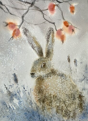Hase und das erste Schnee de Jelena Nemeth, Obra en papel a la venta en Singulart