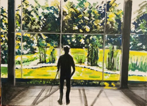 Self portrait at Beyeler Foundation Basel von Martin Andreas Kuster, Malerei kaufen auf Singulart