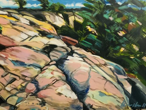 The Canadian shield on the shores of Lake Huron von Martin Andreas Kuster, Malerei kaufen auf Singulart