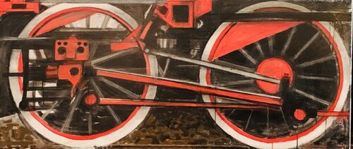 Vintage Steam Engine van Martin Andreas Kuster, Schilderij te koop op Singulart