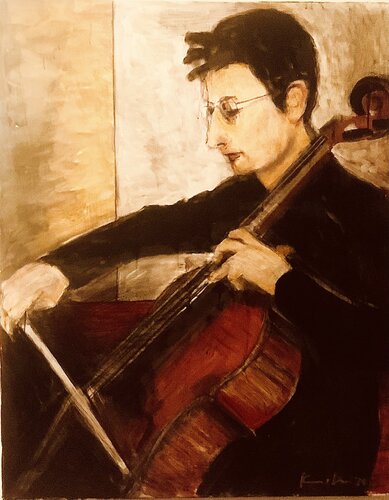 The Cellist van Martin Andreas Kuster, Schilderij te koop op Singulart