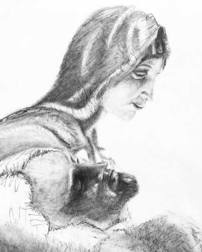 Reclaiming the Childlike Faith: Mary by Dale Pattenden, デッサン for Sale on Singulart