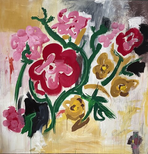 Impact Flower - Golden Rose von Annett Schaper, Malerei kaufen auf Singulart