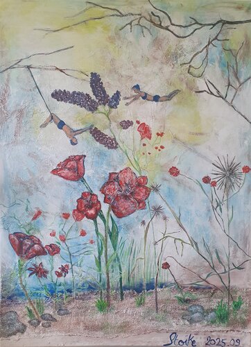 Le jardin amoureux van StoïKe Artiste, Schilderij te koop op Singulart