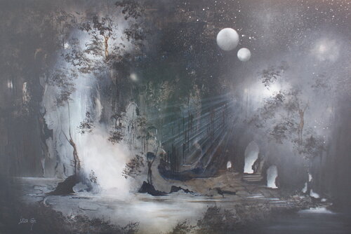 Le vieux monde est noyé dans les ténèbres by Isabelle Groussol, Painting for Sale on Singulart