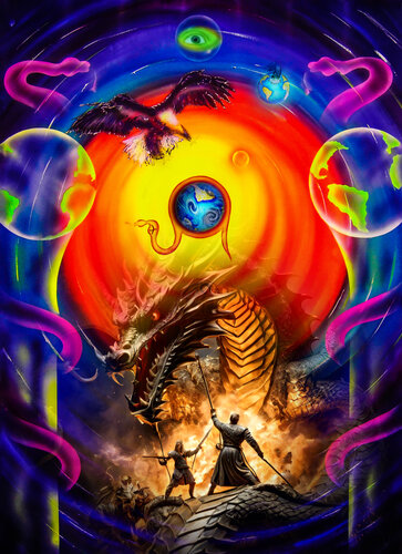 Mysteriums Ägypten kampf der Drachen by Walter Zettl, Digital for Sale on Singulart