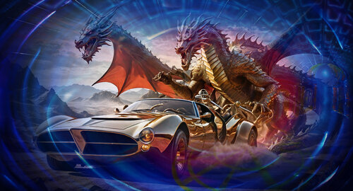 Kampf der Drachen mit der Moderne by Walter Zettl, Digital for Sale on Singulart