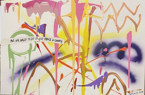 Drip Girl says, “All We Need To Do Is Give Peace A Chance “ de Ronnie Stelling, Pintura a la venta en Singulart