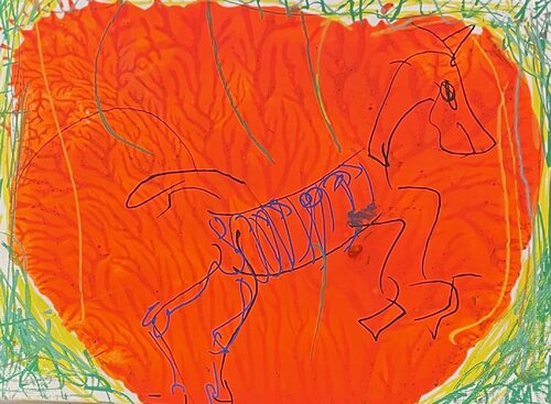 Skeleton on Fire #3 by Ronnie Stelling, Painting for Sale on Singulart