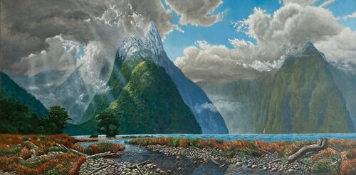 Milford Stands Quietly by Pavol Zlatovský, Painting for Sale on Singulart