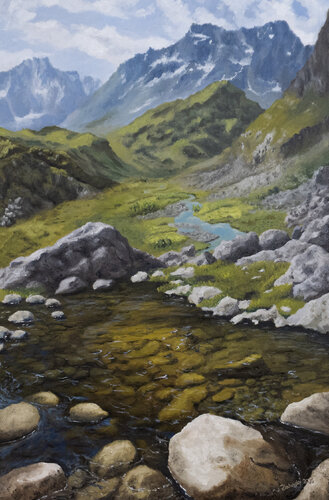 By a Clear Mountain Stream by Pavol Zlatovský, Painting for Sale on Singulart