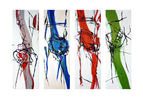 GEDANKENSTRUKTUREN; 4-teilig von Brigitte Struif, Malerei kaufen auf Singulart