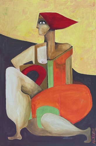 Mujer con cántato van Sandra Alegre, Schilderij te koop op Singulart