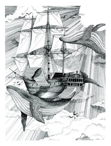 Songes van La Baleine & La Corneille ., Tekening te koop op Singulart