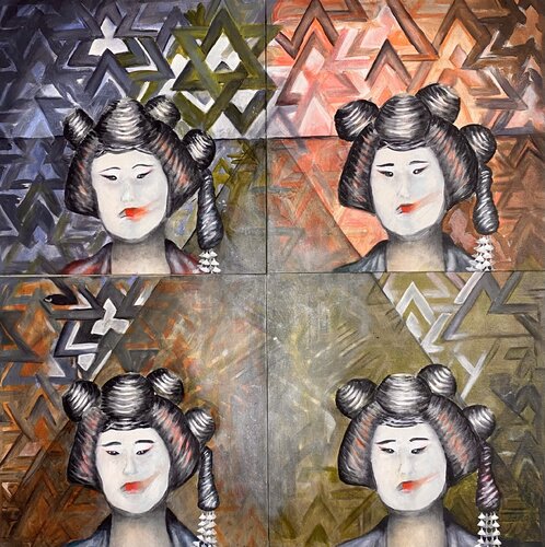 Geisha mal vier von Sabrina Seligsohn, Malerei kaufen auf Singulart