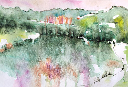 Grüner Fluss, rote Felsen di Eva Marion Seyffarth, Pittura in vendita su Singulart