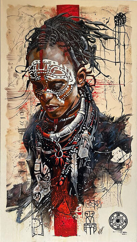African portrait by Olena Kirdina, Painting for Sale on Singulart