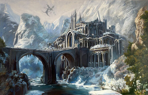 “ In the world of castles and dragons” by Olena Kirdina, Painting for Sale on Singulart