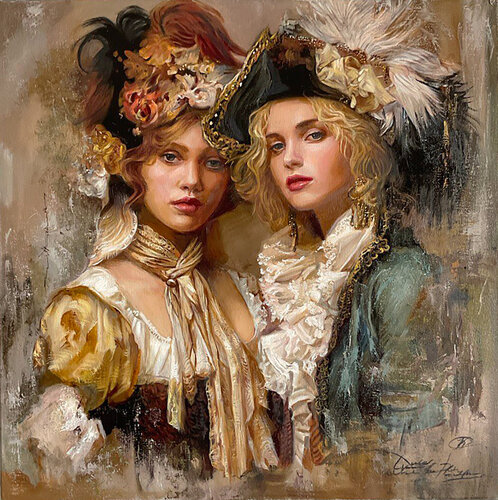 Girlfriends by Olena Kirdina, Painting for Sale on Singulart