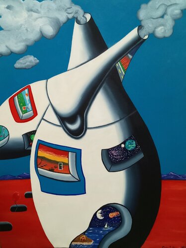 Thoughts of travel by Corey Hayes, 油畫 for Sale on Singulart