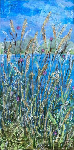Gräser am See von Bettina Zimmermann, Malerei kaufen auf Singulart