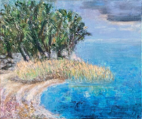 Wäldchen am Strand van Bettina Zimmermann, Schilderij te koop op Singulart