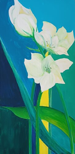 Weiße Amaryllis von Jutta Stelter-Essig, Malerei kaufen auf Singulart