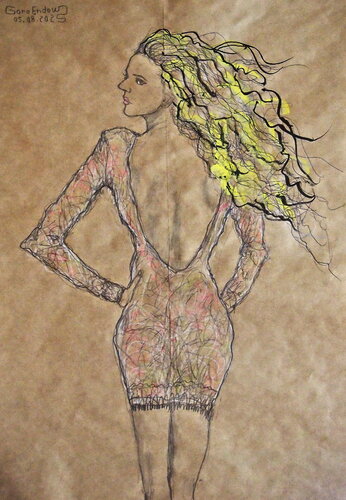 Miroslava's Back de Goro Endow, Obra en papel a la venta en Singulart