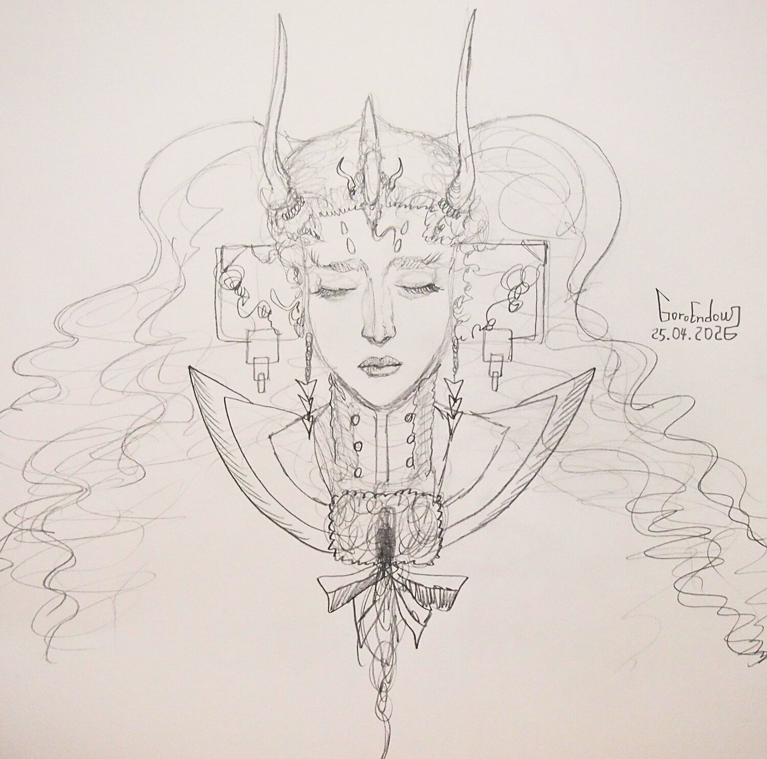 Sleepflower Pencil Drawing Version Goro Endow Obra en papel en venta