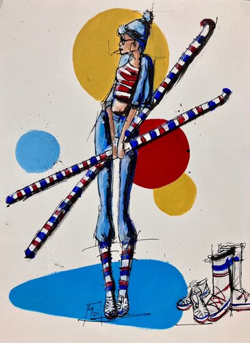 Ski & Mode N°2/20 par Lydi, Peinture en vente sur Singulart