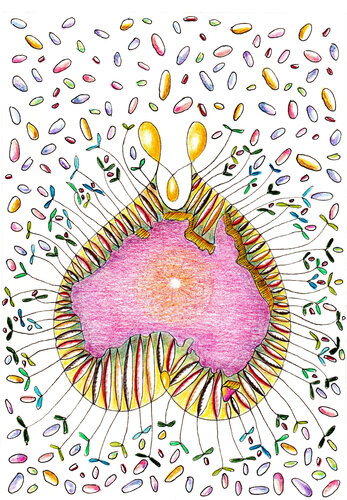 PEACE SEED AUSTRALIA CONTINENT by Gudrun KARGL, 소묘 for Sale on Singulart