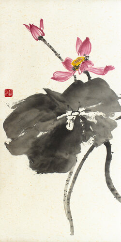 Pink lotus di Kseniya Dueva, Pittura in vendita su Singulart