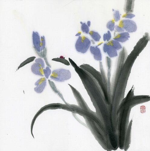 Blue Iris di Kseniya Dueva, Pittura in vendita su Singulart